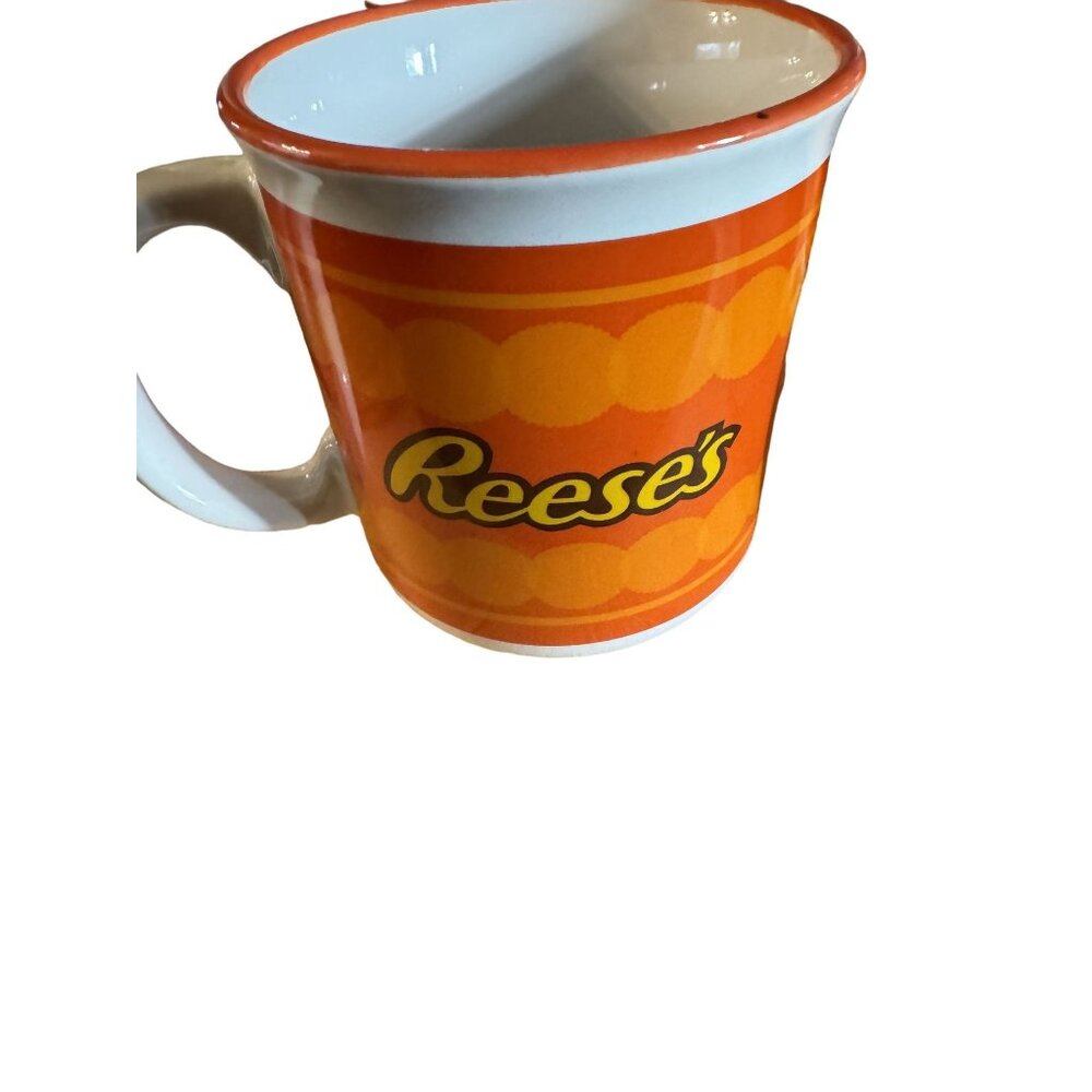 Reeses Ceramic Mug Galerie Dishwasher & Microwave Safe Orange & White Made In Ch